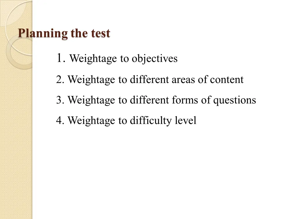 planning the test