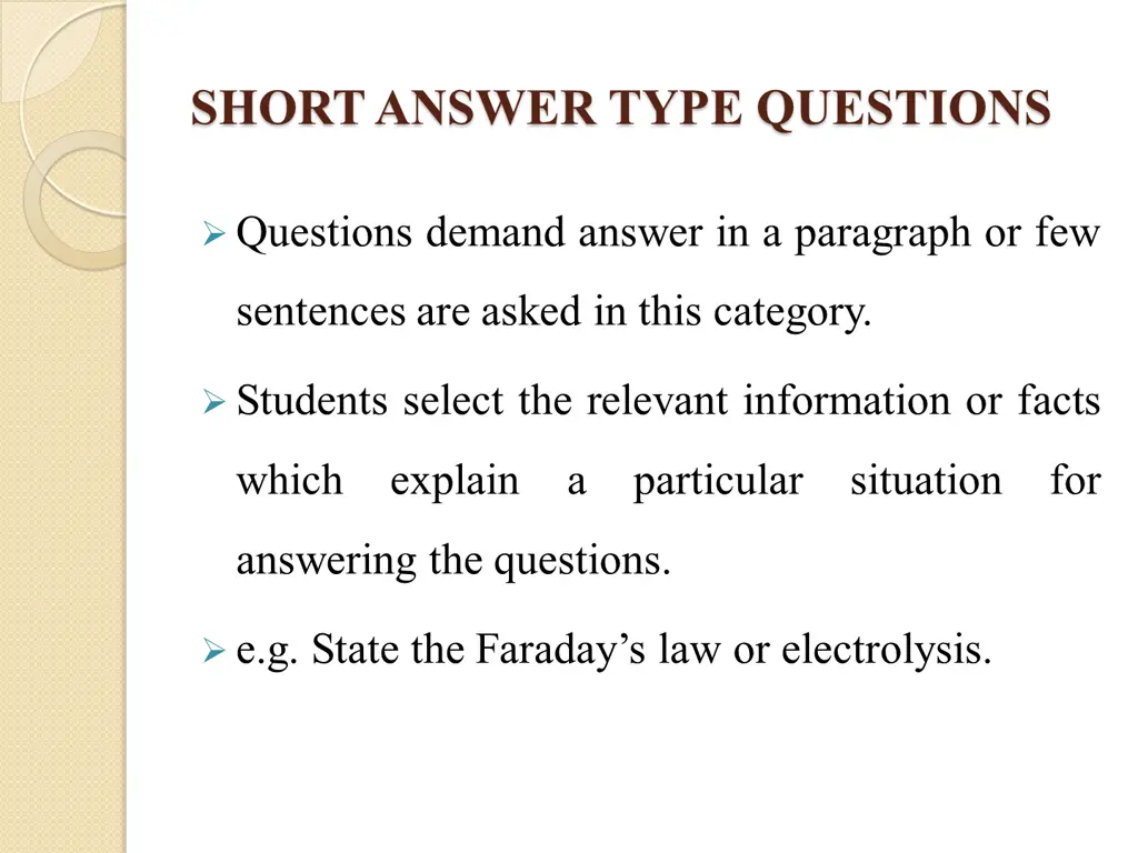 short answer type questions