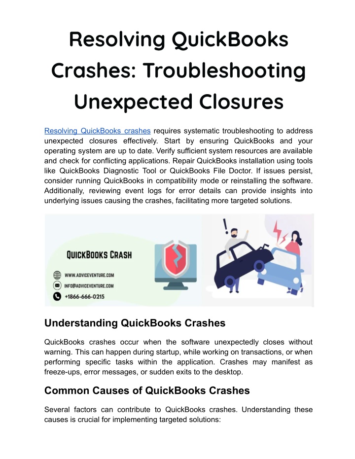 resolving quickbooks crashes troubleshooting