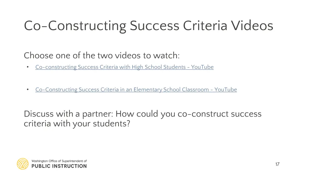 co constructing success criteria videos