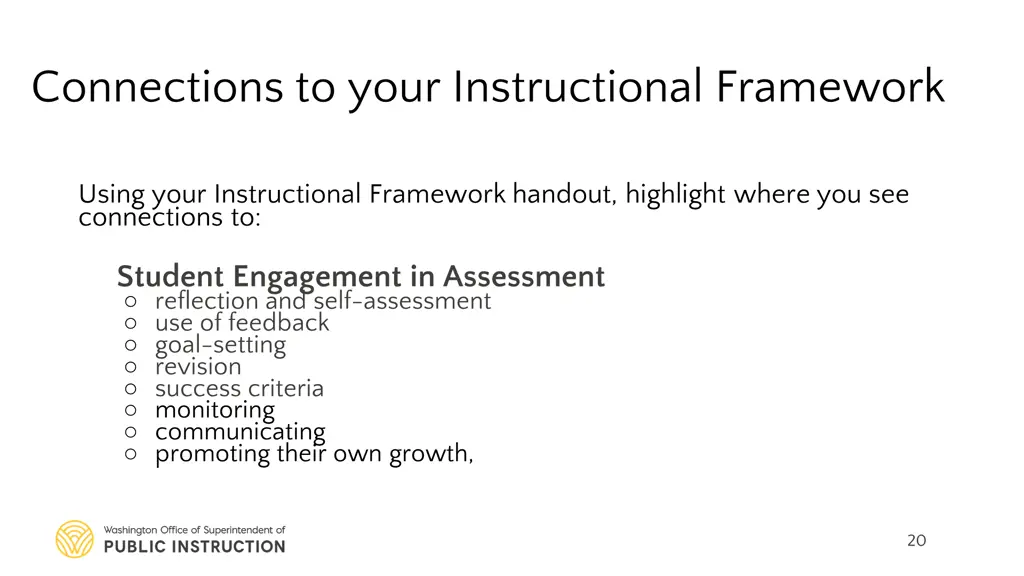 connections to your instructional framework