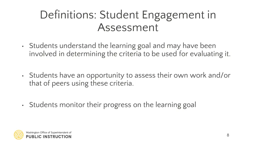 definitions student engagement in assessment