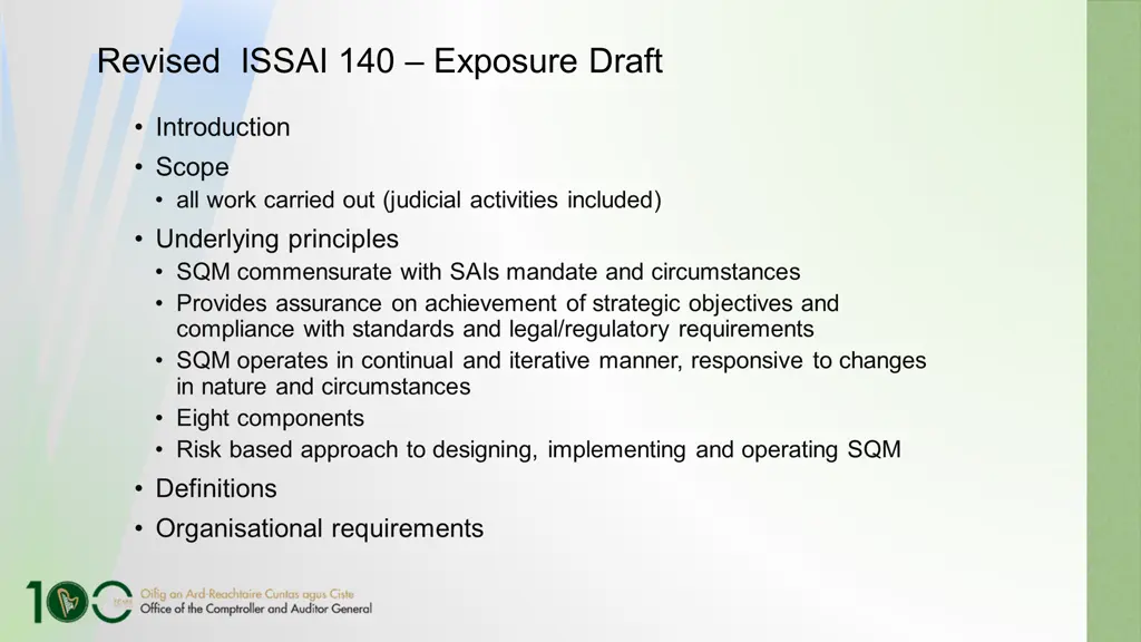 revised issai 140 exposure draft