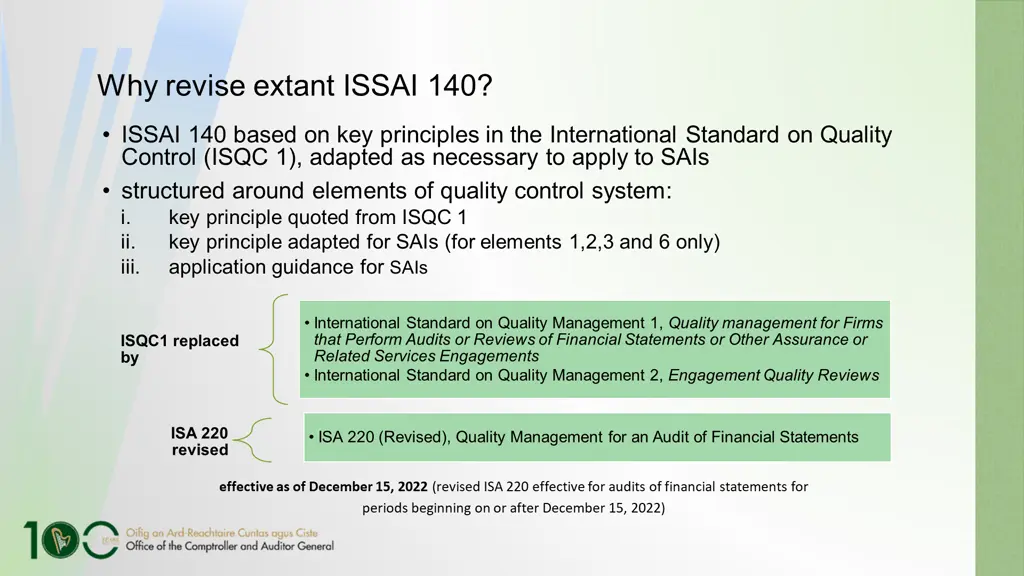 why revise extant issai 140
