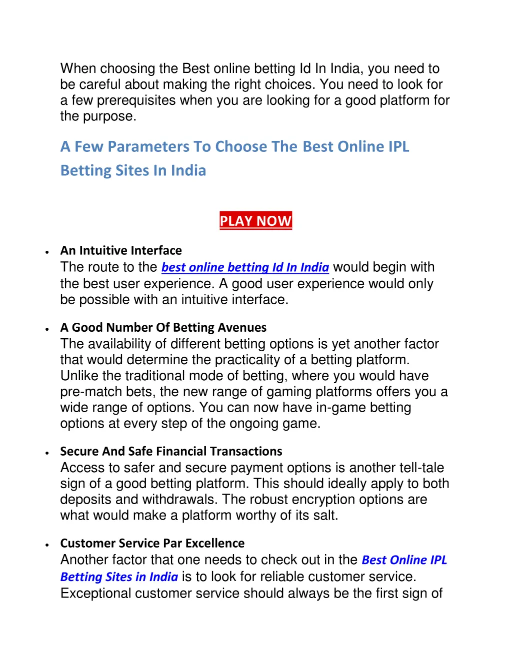 when choosing the best online betting id in india