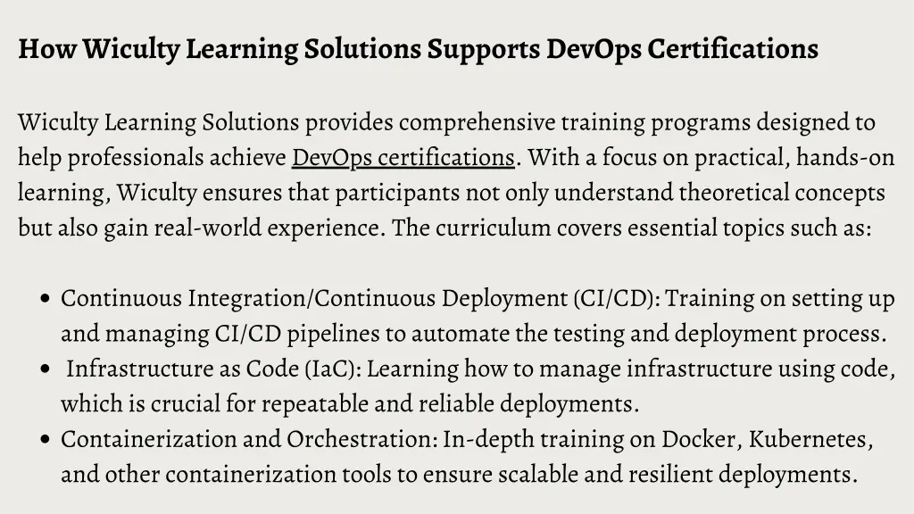 how wiculty learning solutions supports devops