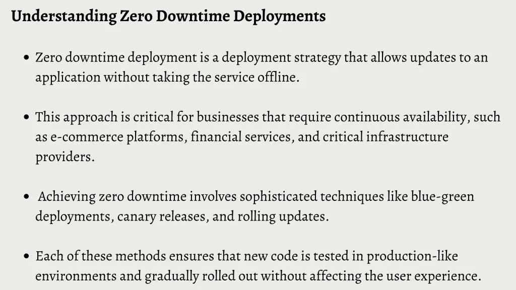 understanding zero downtime deployments