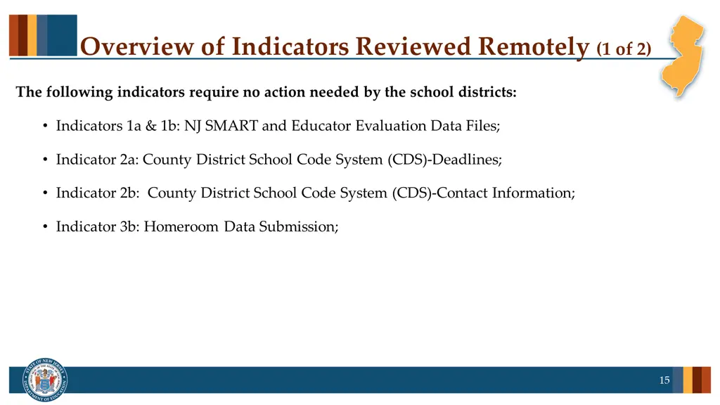 overview of indicators reviewed remotely 1 of 2