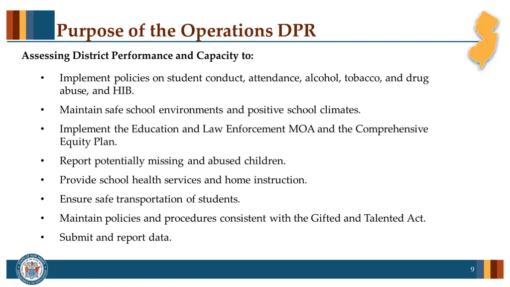 purpose of the operations dpr