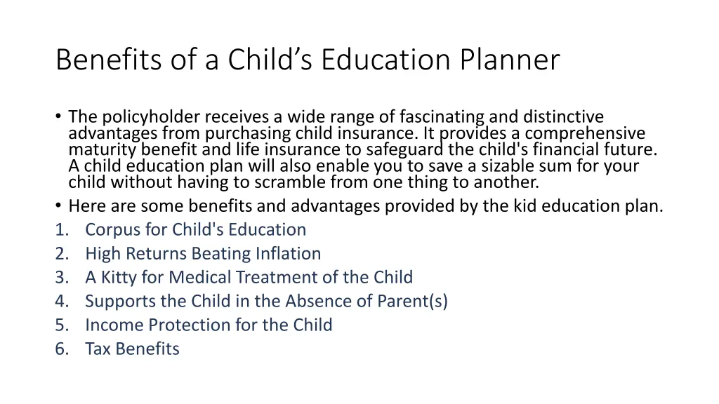 benefits of a child s education planner