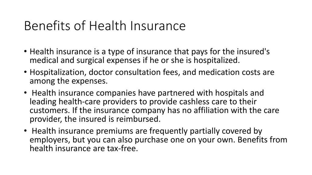 benefits of health insurance