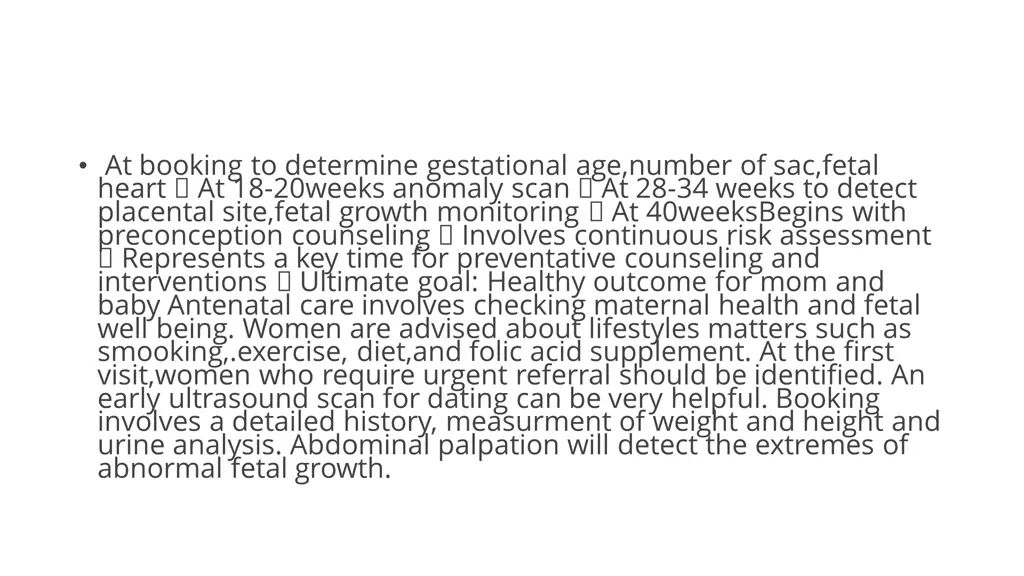 at booking to determine gestational age number