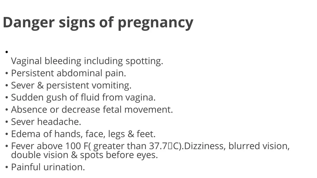 danger signs of pregnancy