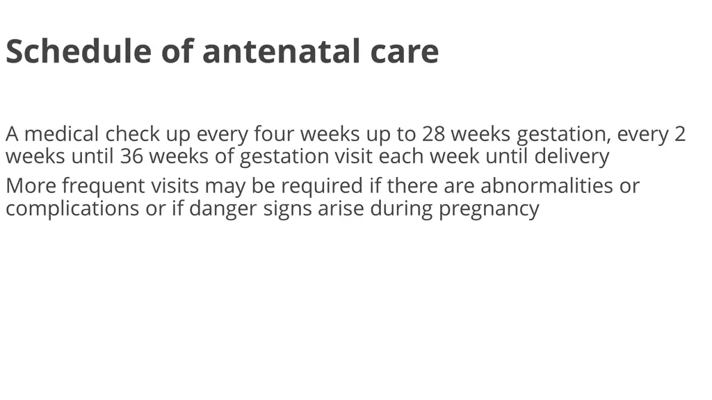 schedule of antenatal care