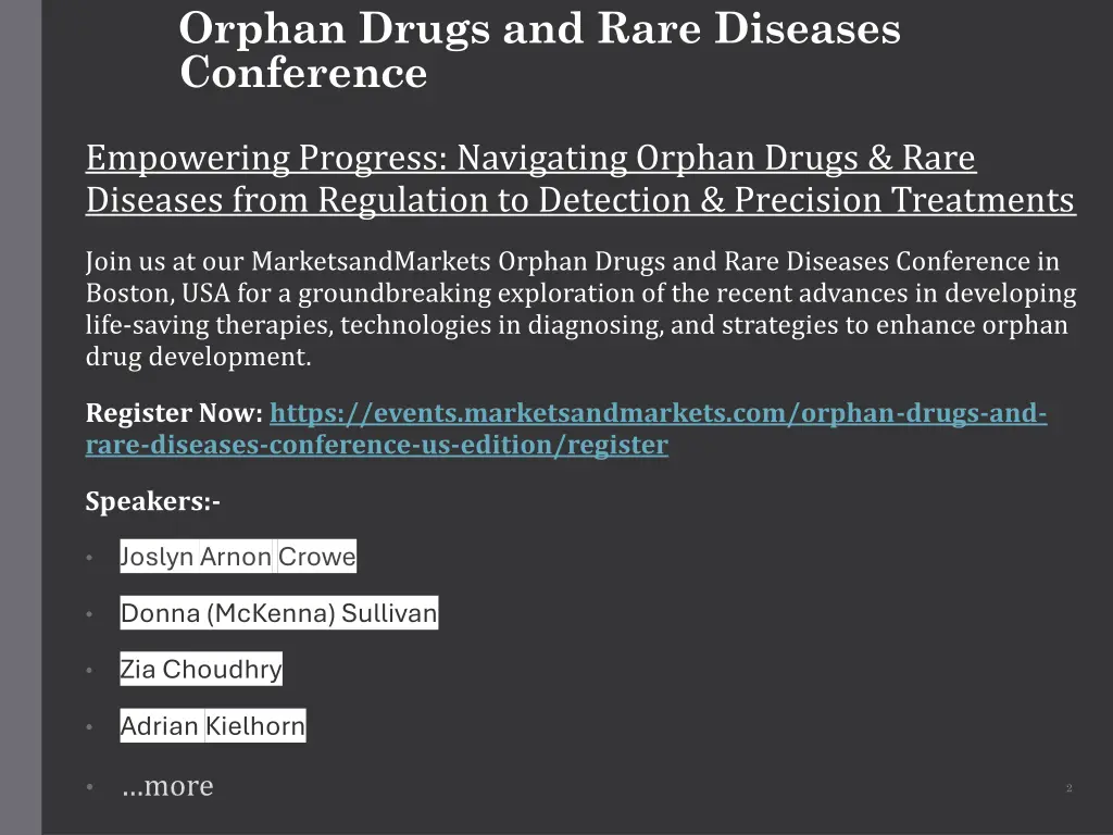 orphan drugs and rare diseases conference