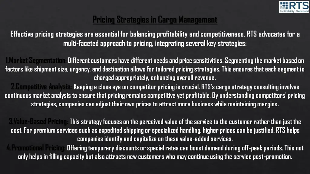 pricing strategies in cargo management