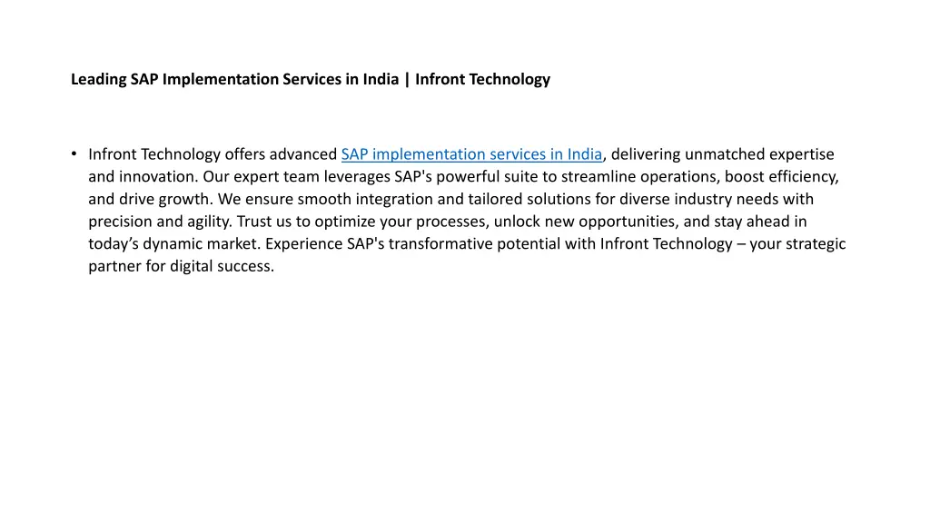 leading sap implementation services in india