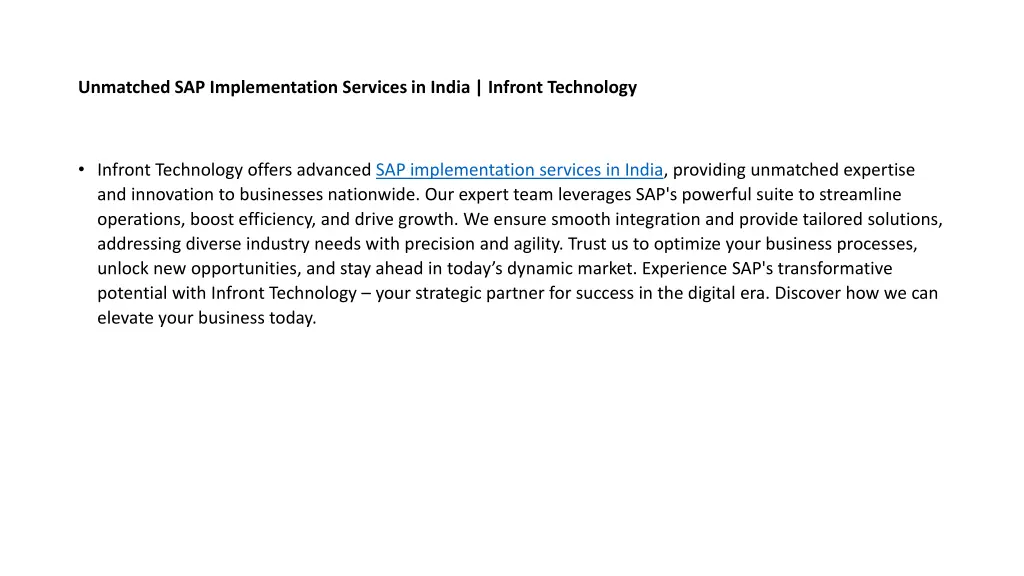 unmatched sap implementation services in india