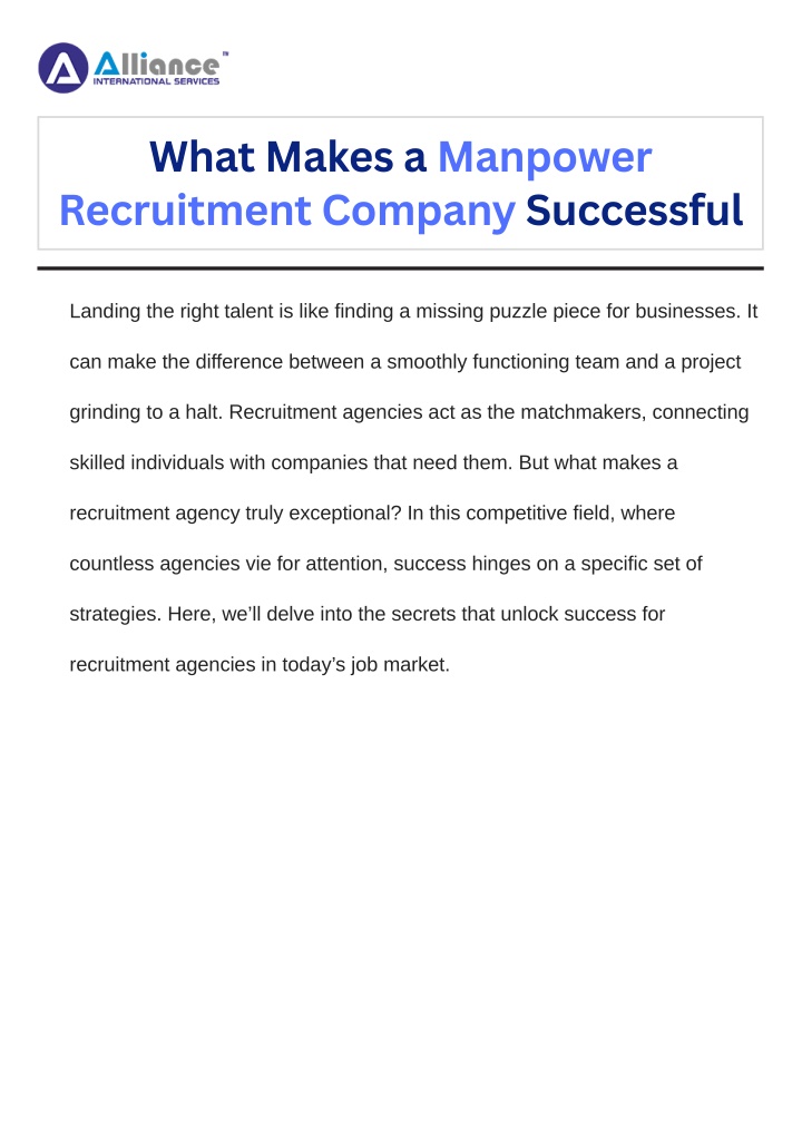 what makes a manpower recruitment company