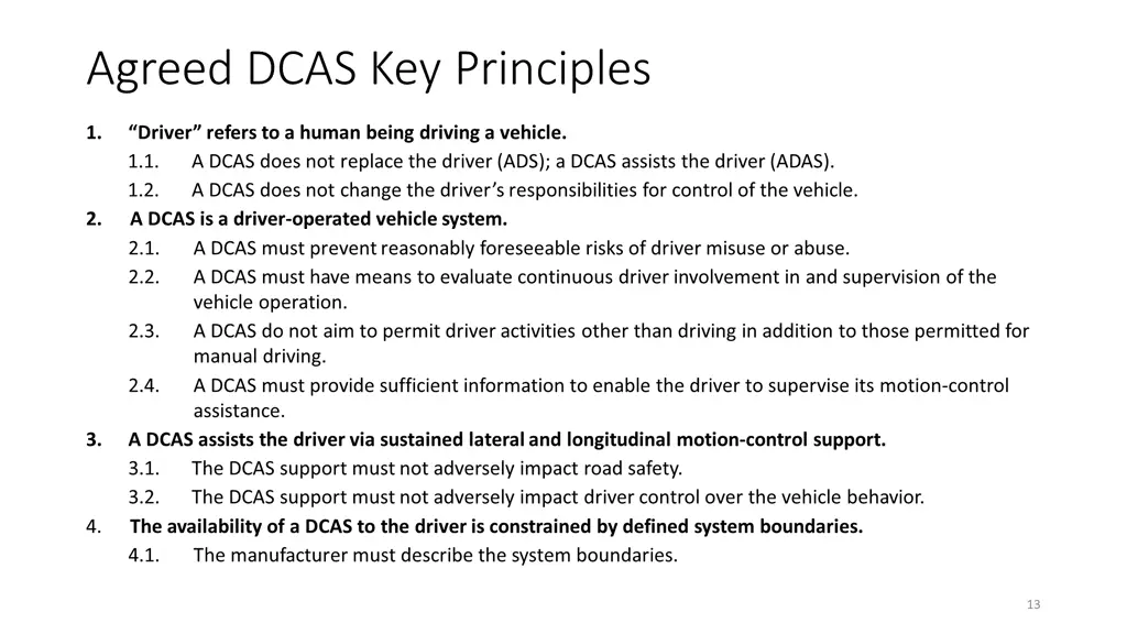 agreed dcas key principles