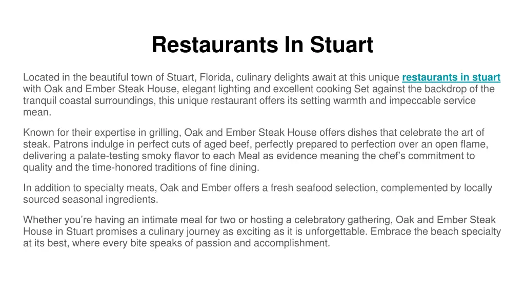 restaurants in stuart