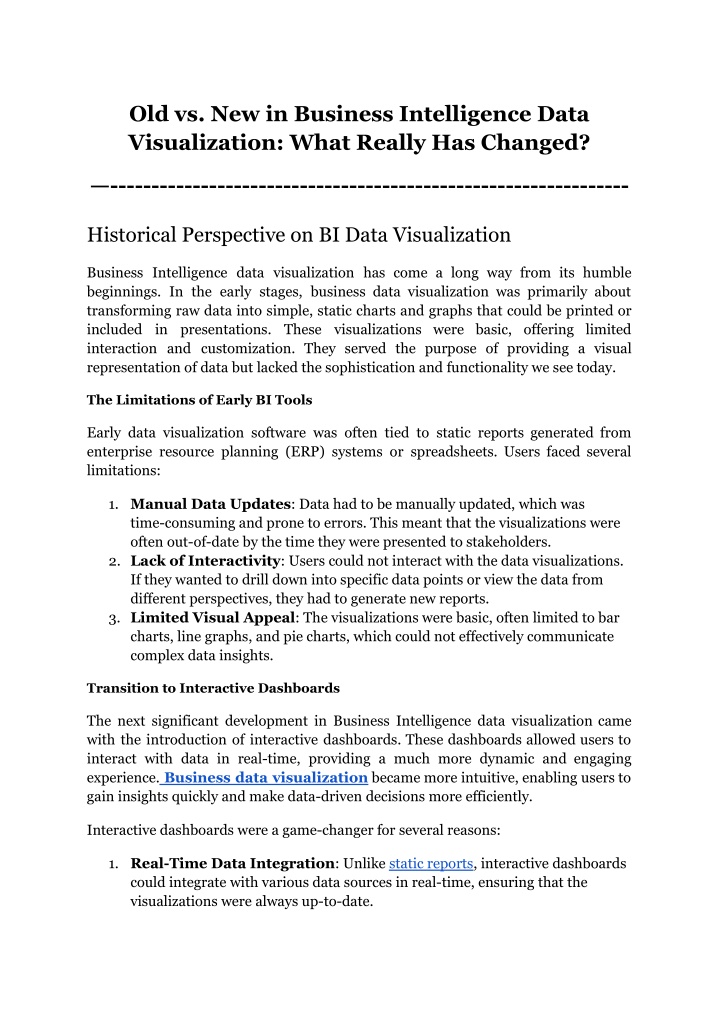 old vs new in business intelligence data