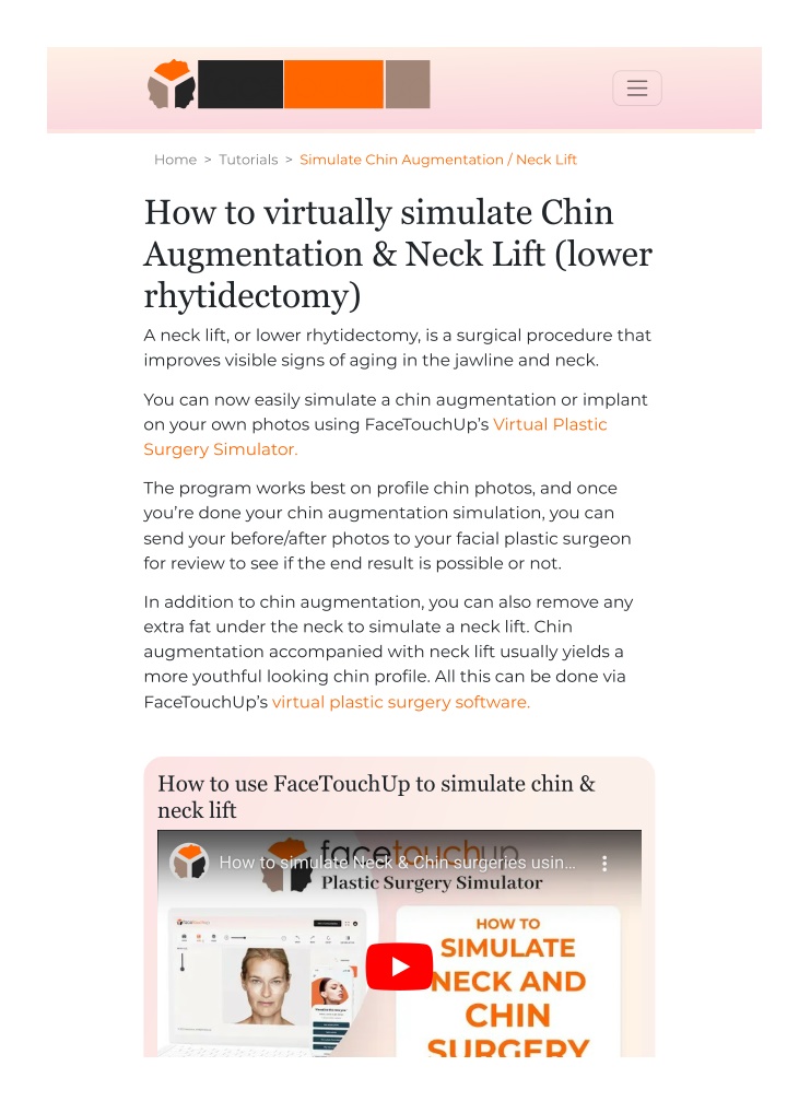 home tutorials simulate chin augmentation neck