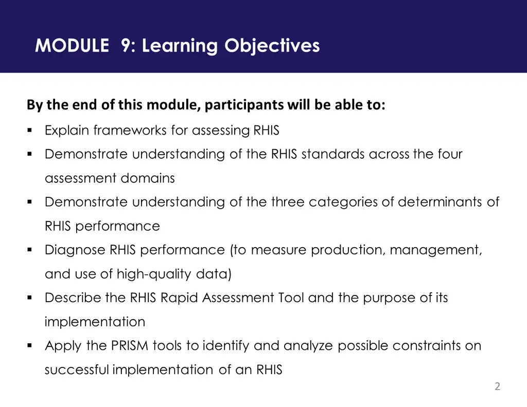 module 9 learning objectives