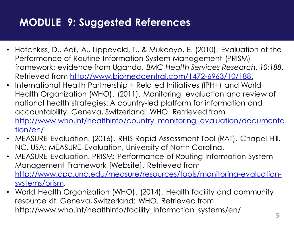 module 9 suggested references