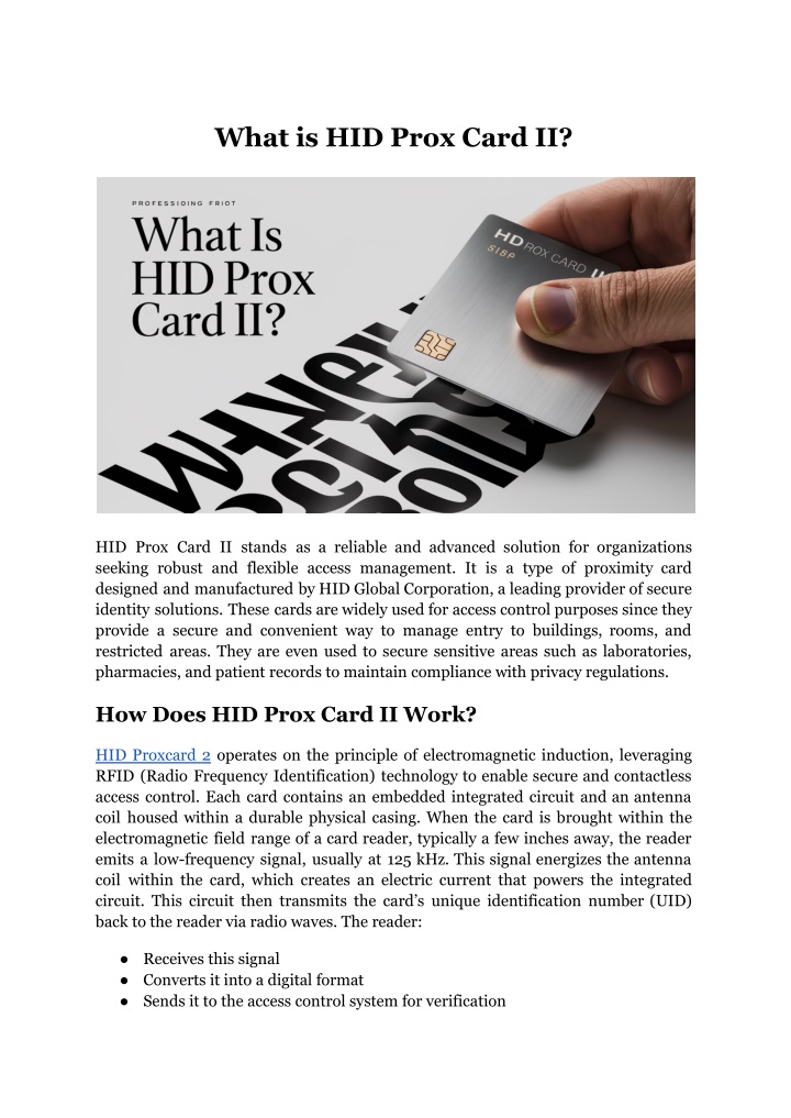 what is hid prox card ii