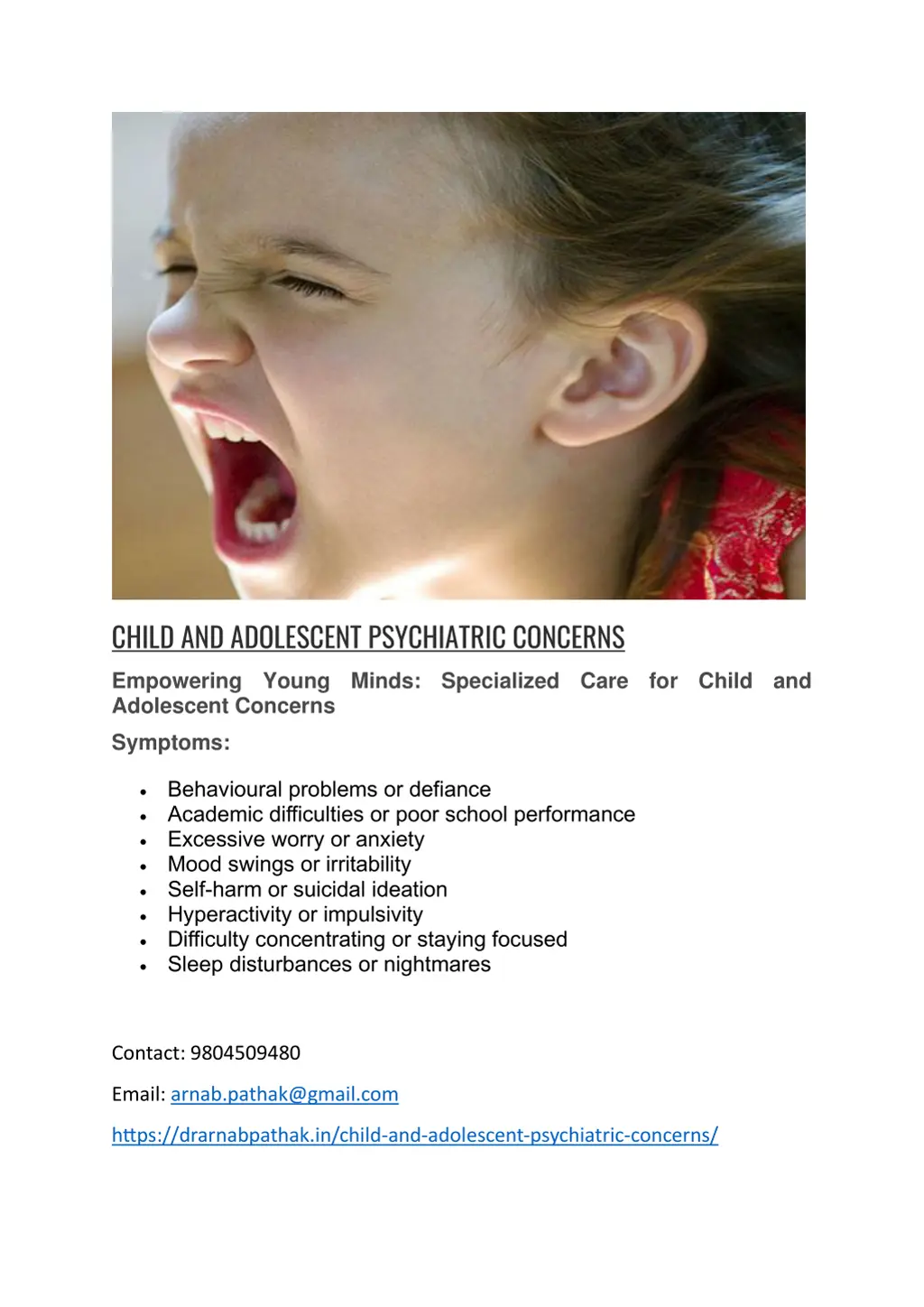 child and adolescent psychiatric concerns