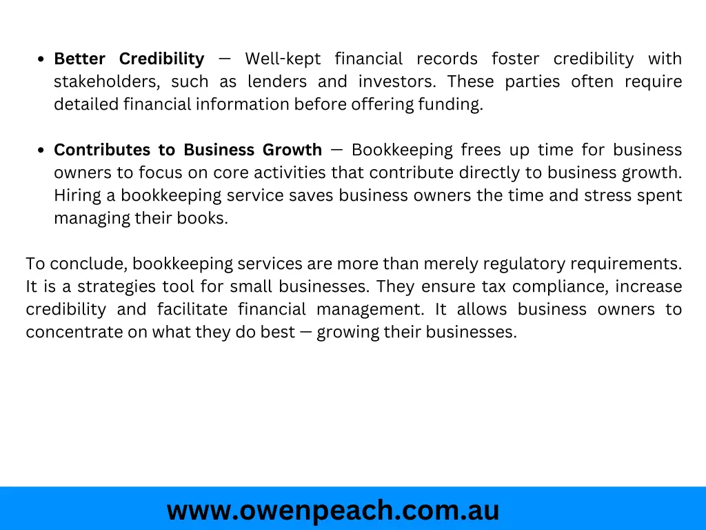 better credibility well kept financial records