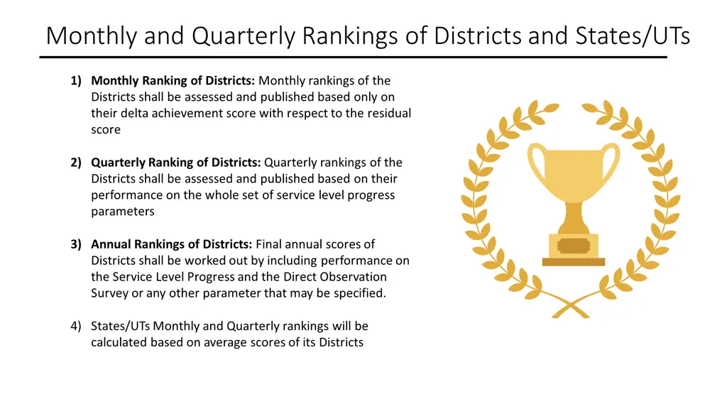 monthly and quarterly rankings of districts