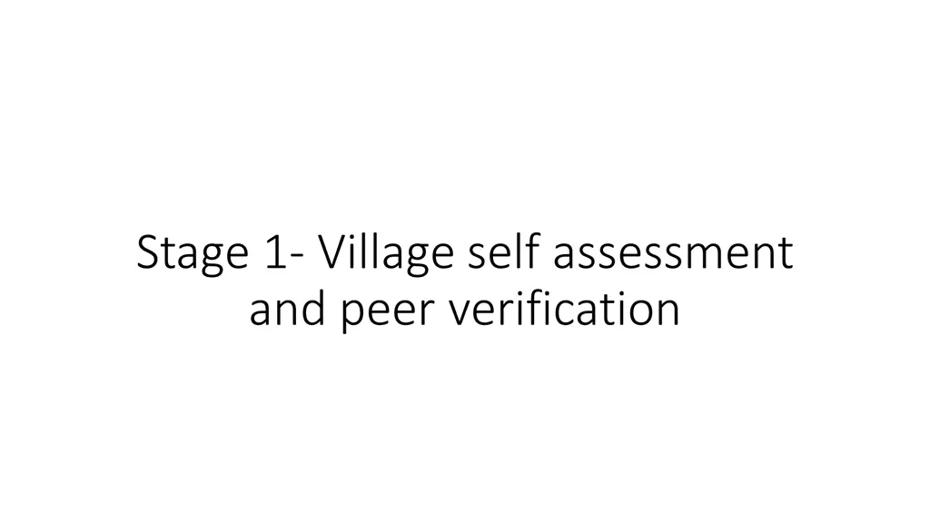 stage 1 village self assessment and peer