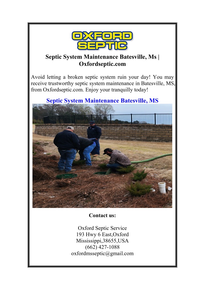 septic system maintenance batesville