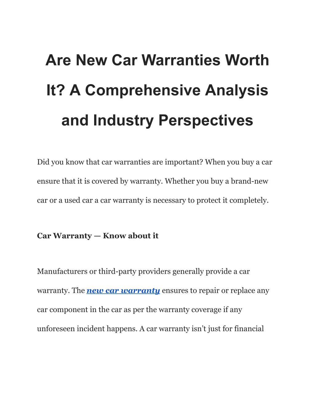 are new car warranties worth
