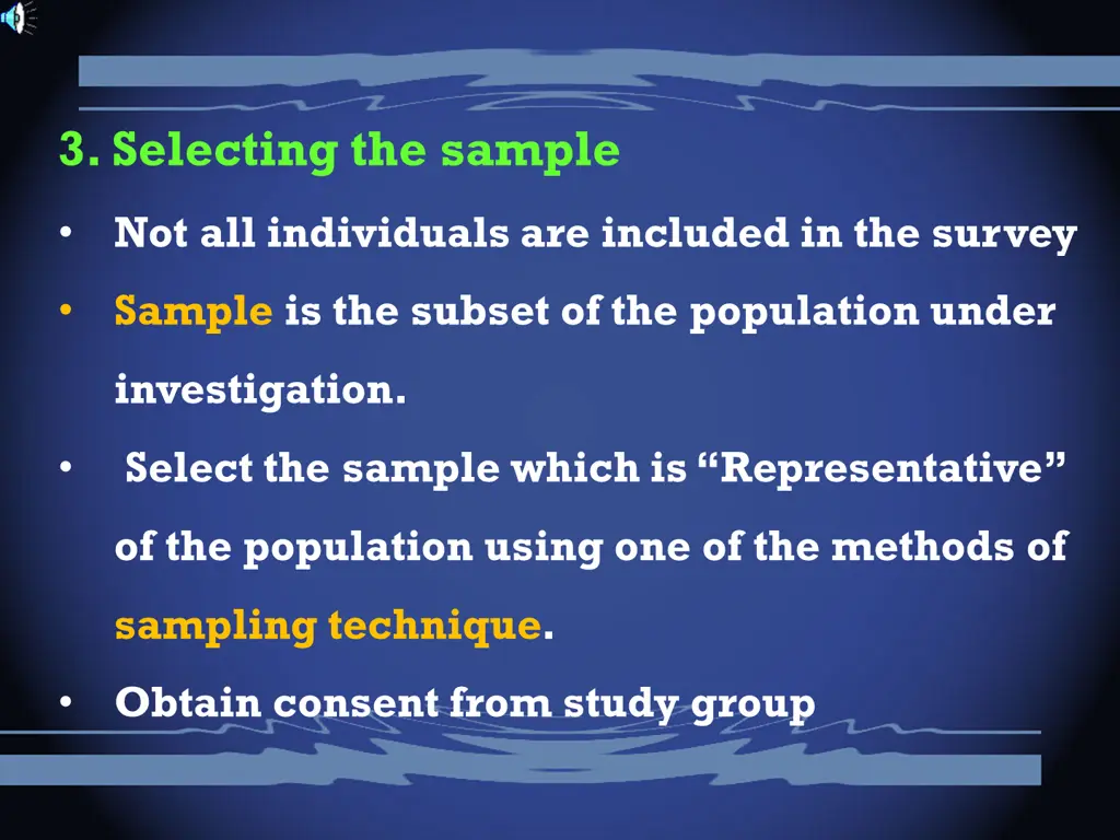 3 selecting the sample