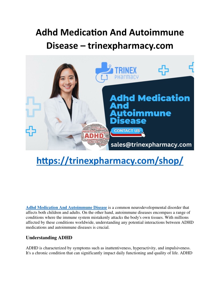 adhd medication and autoimmune disease