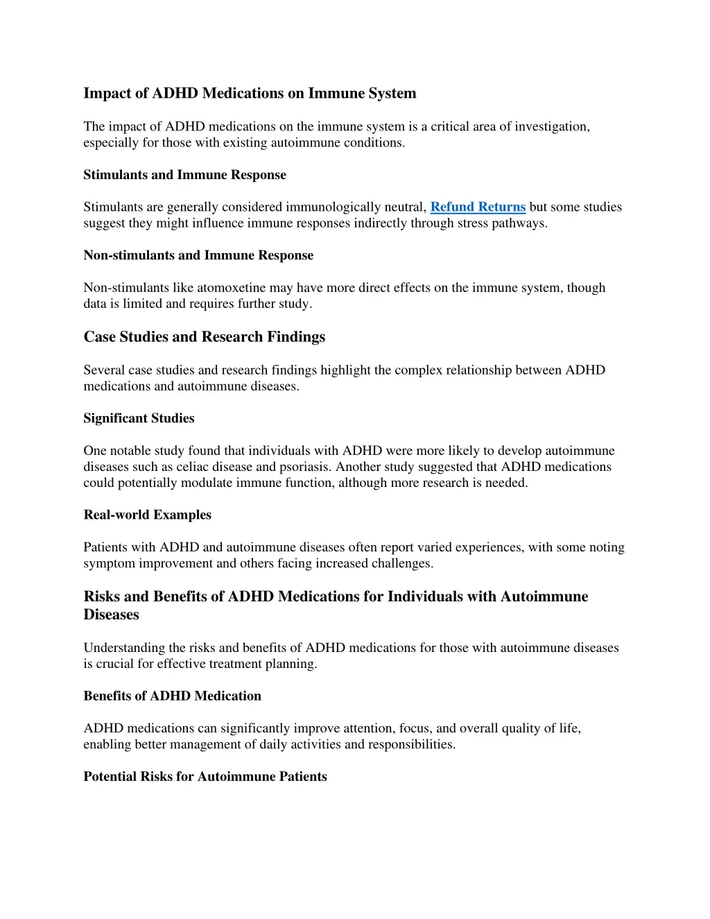 impact of adhd medications on immune system