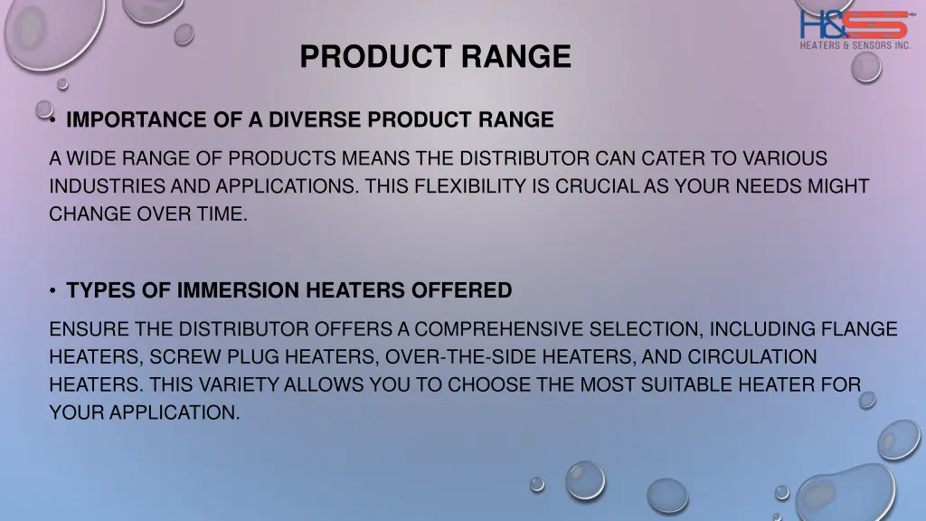 product range