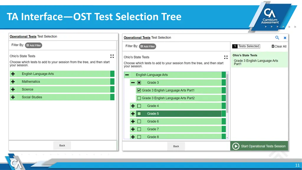 ta interface ost test selection tree