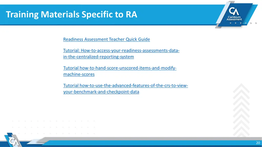 training materials specific to ra