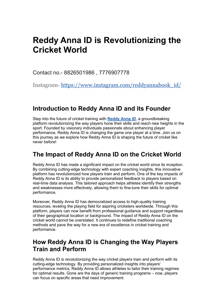 reddy anna id is revolutionizing the cricket world