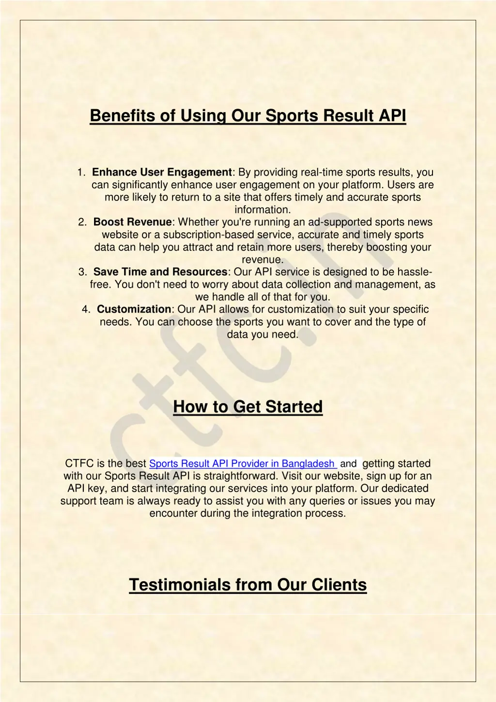 benefits of using our sports result api
