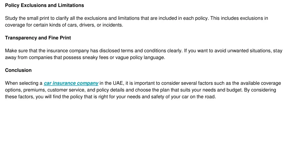 policy exclusions and limitations