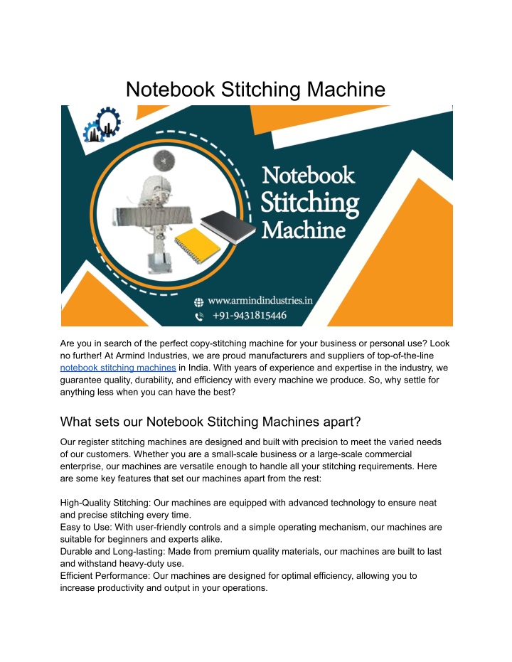 notebook stitching machine