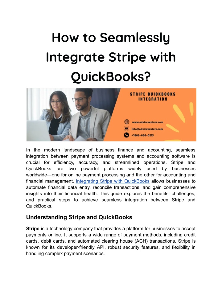 how to seamlessly integrate stripe with quickbooks