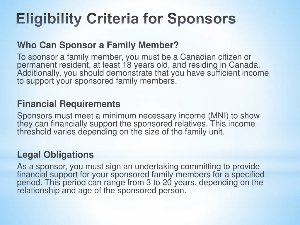 eligibility criteria for sponsors