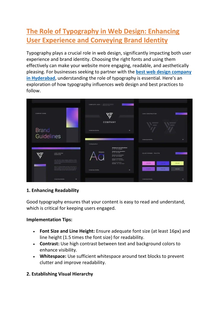 the role of typography in web design enhancing