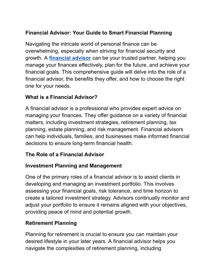 financial advisor your guide to smart financial